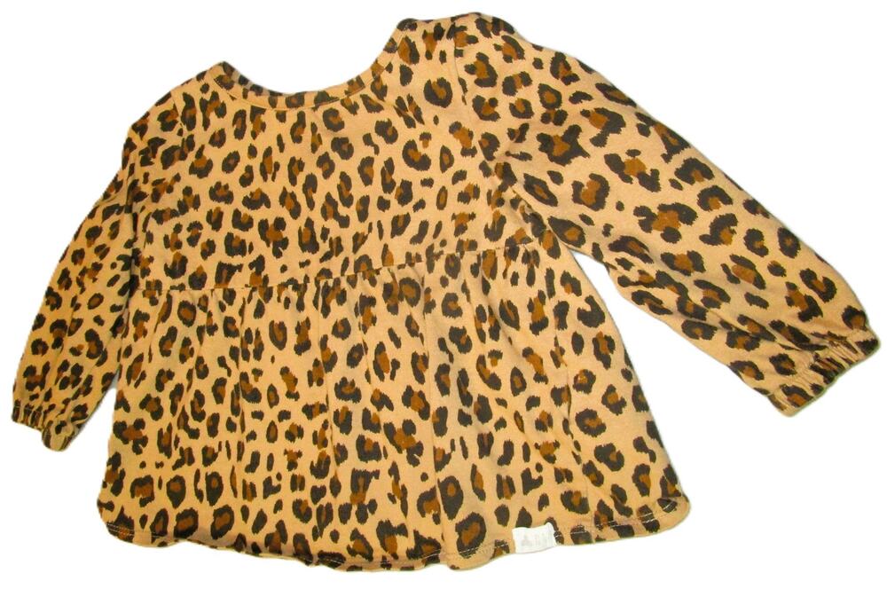 Gap Toddler Girl Brown Leopard Print Dress Size 18-24 months Organic Cotton